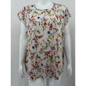 Blue Sol Top Womens 2X Blush Floral Boho Spring Sheer Stretch Colorful Garden